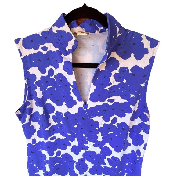 MAHI GOLD Vibrant Blue and White Sleeveless Sheath Mini Dress Size M - Picture 8 of 9